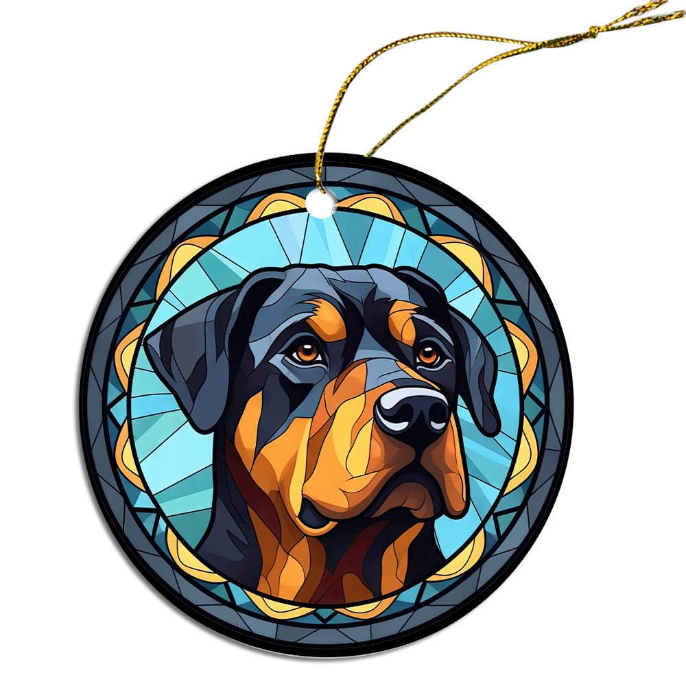 Dog Breed Christmas Ornament Stained Glass Style, 