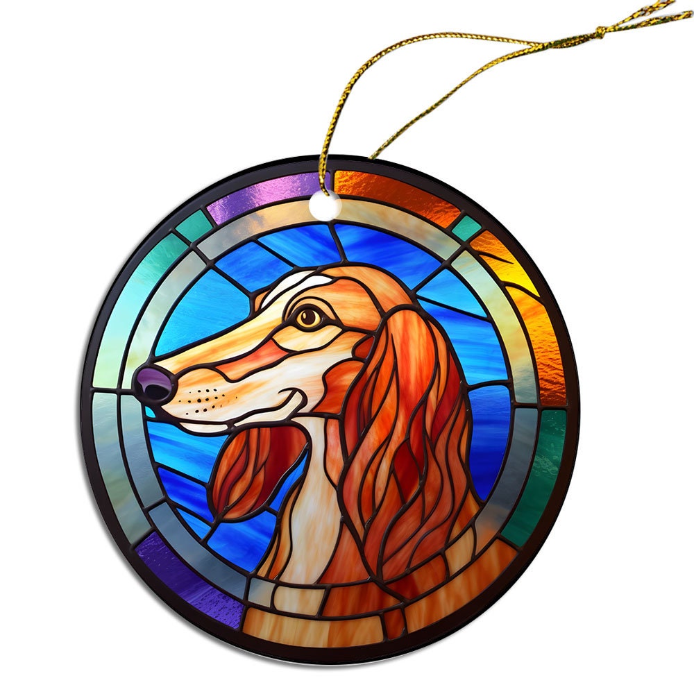 Dog Breed Christmas Ornament Stained Glass Style, 