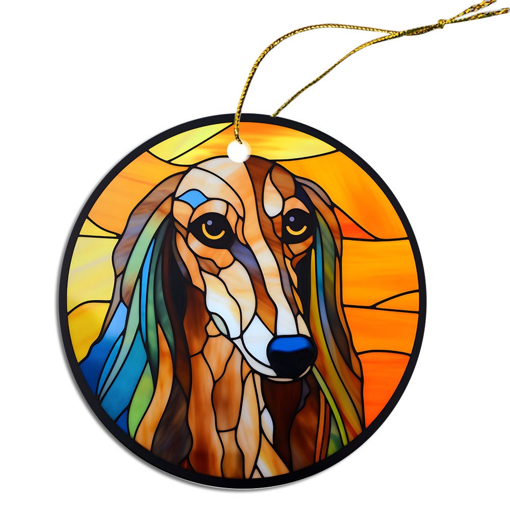 Dog Breed Christmas Ornament Stained Glass Style, 