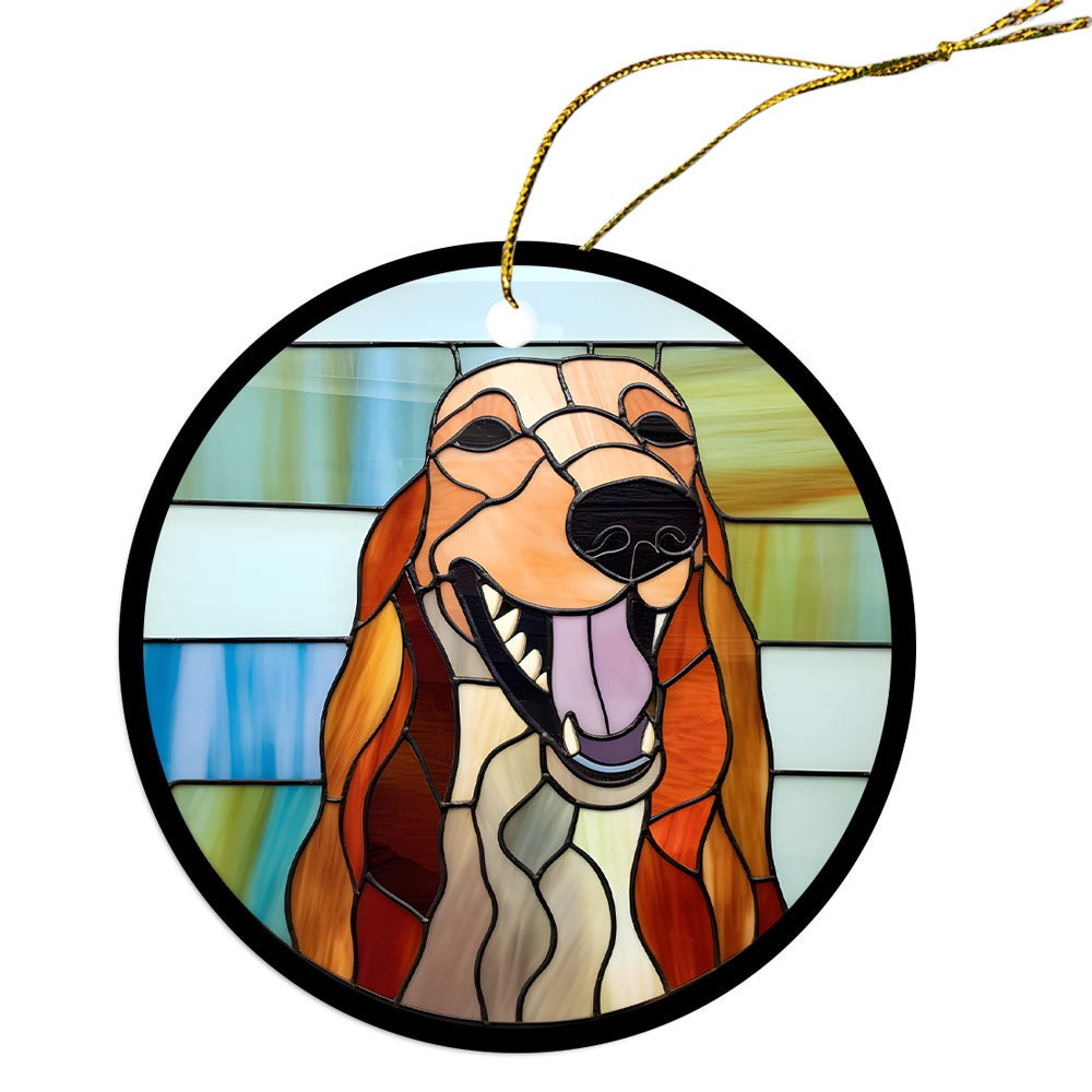 Dog Breed Christmas Ornament Stained Glass Style, 