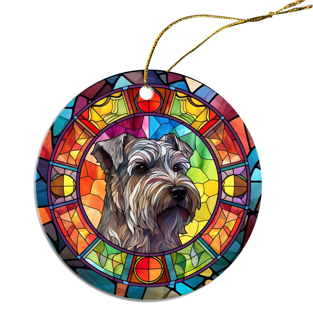 Dog Breed Christmas Ornament Stained Glass Style, 