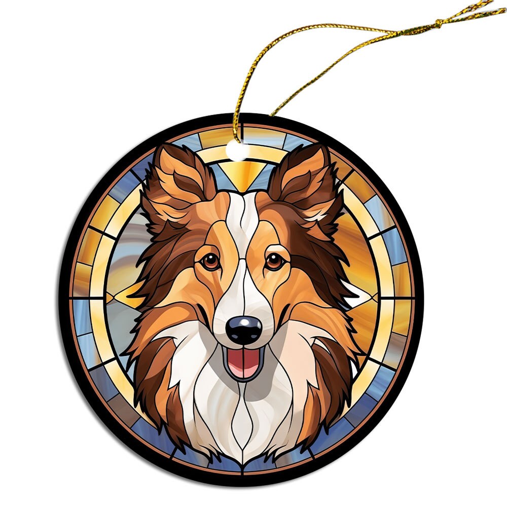 Dog Breed Christmas Ornament Stained Glass Style, 