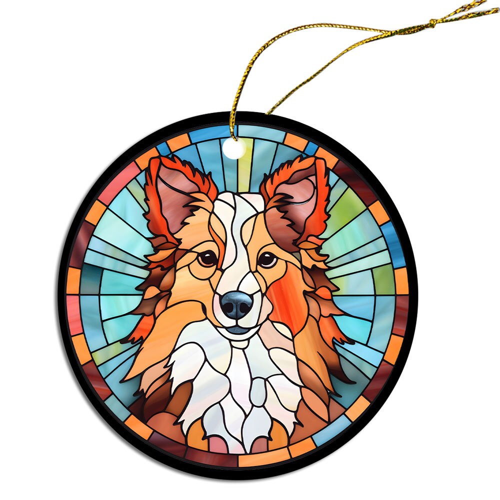 Dog Breed Christmas Ornament Stained Glass Style, 