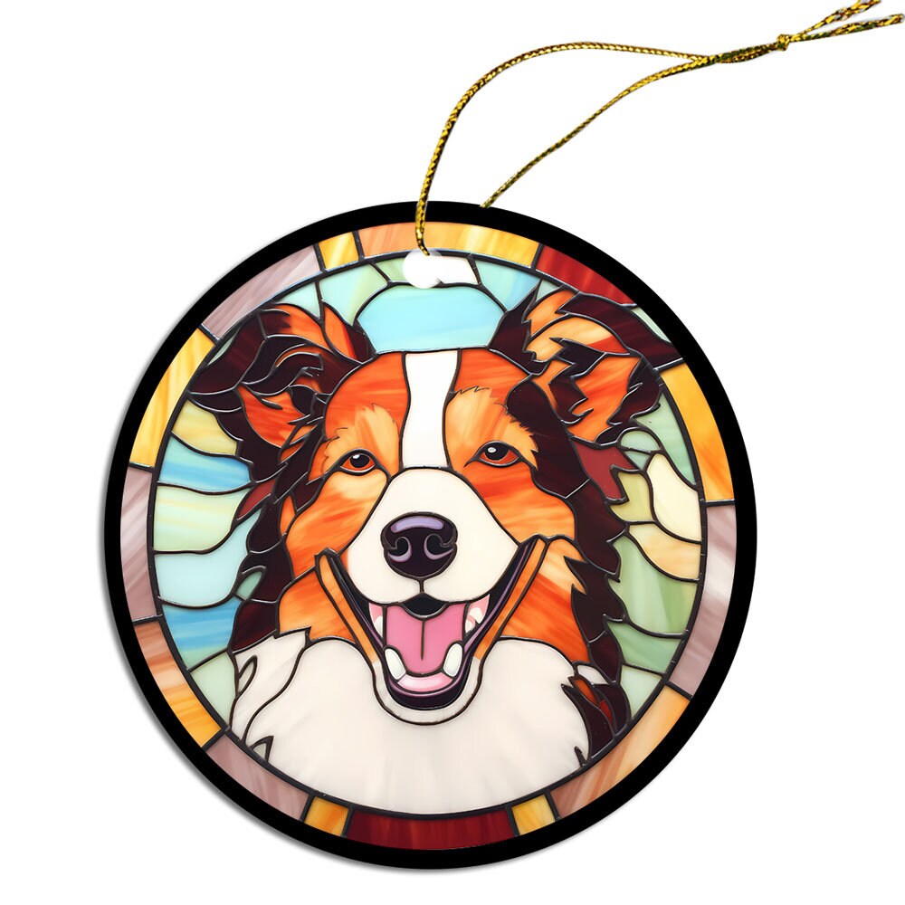 Dog Breed Christmas Ornament Stained Glass Style, 