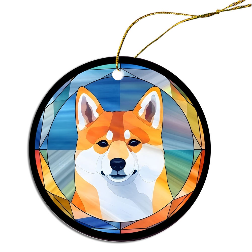 Dog Breed Christmas Ornament Stained Glass Style, 