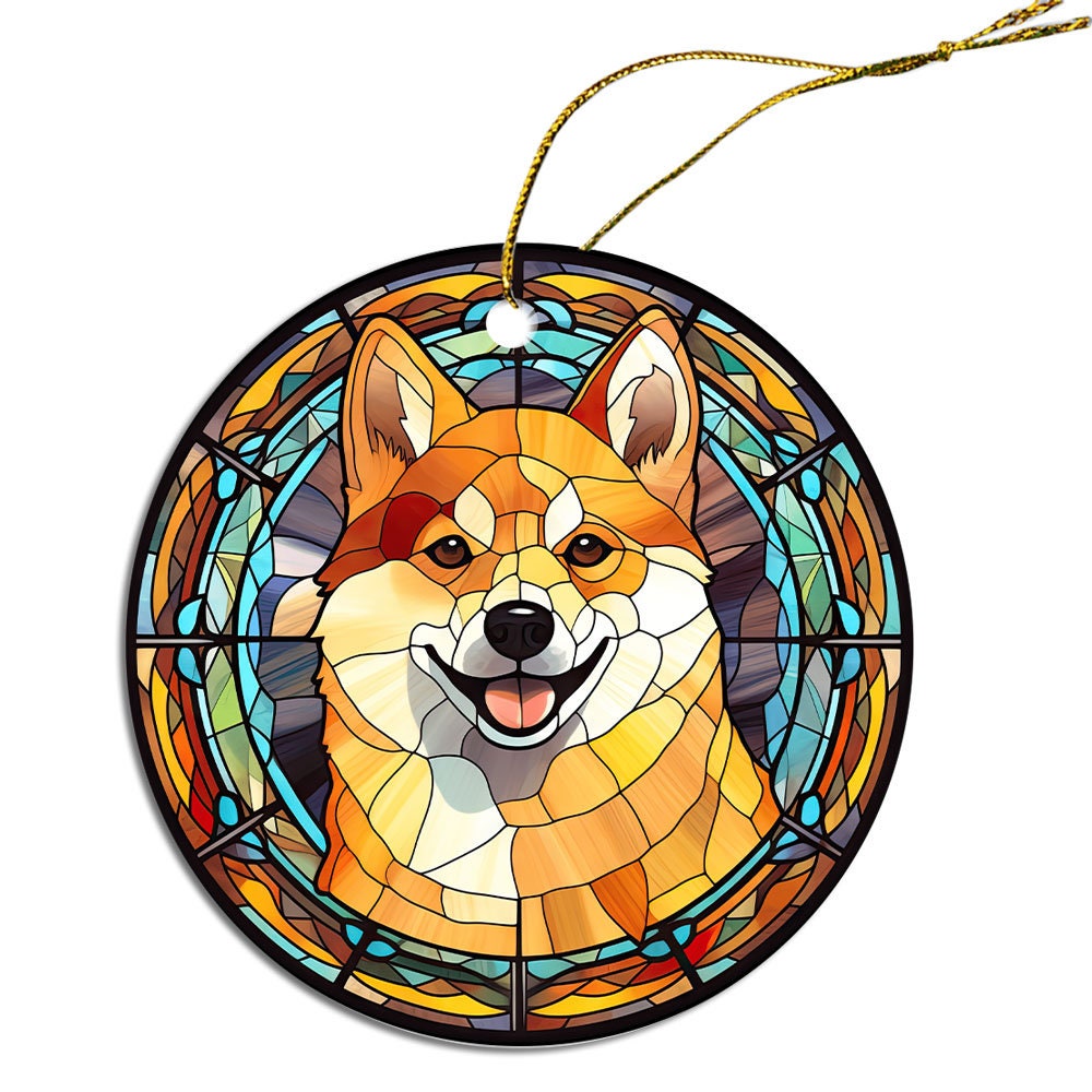 Dog Breed Christmas Ornament Stained Glass Style, 