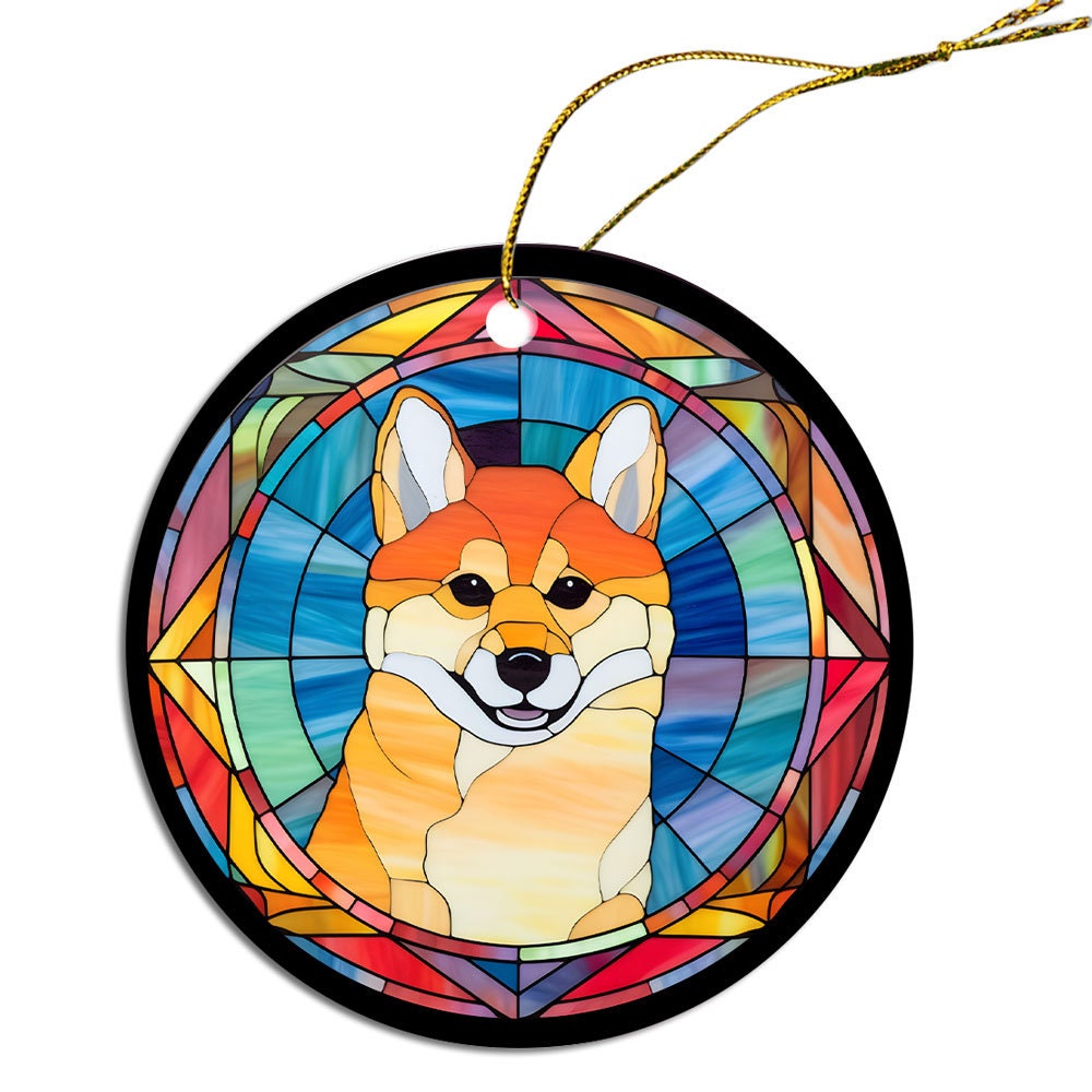 Dog Breed Christmas Ornament Stained Glass Style, 