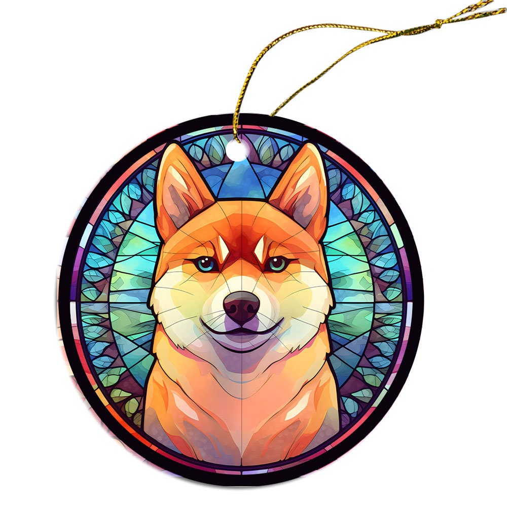 Dog Breed Christmas Ornament Stained Glass Style, 