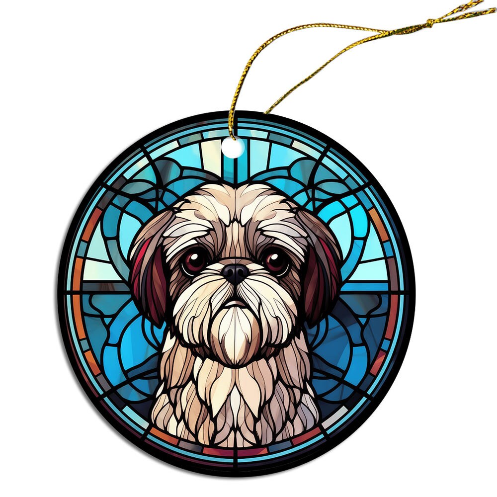 Dog Breed Christmas Ornament Stained Glass Style, 