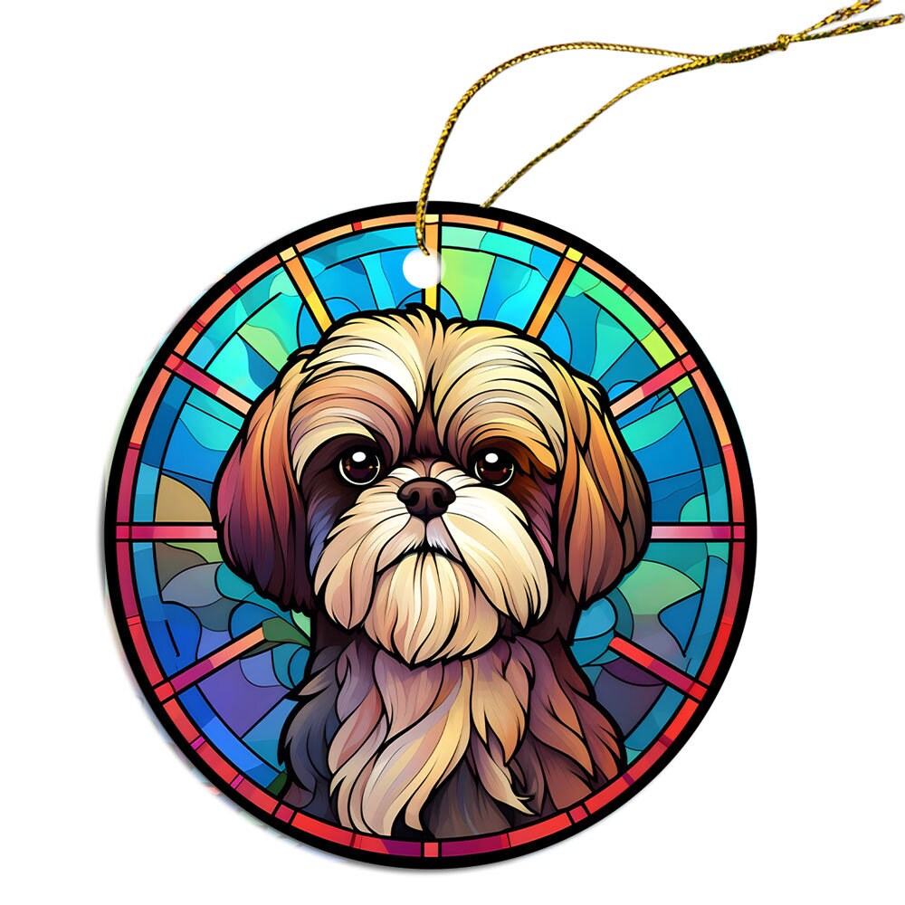 Dog Breed Christmas Ornament Stained Glass Style, 