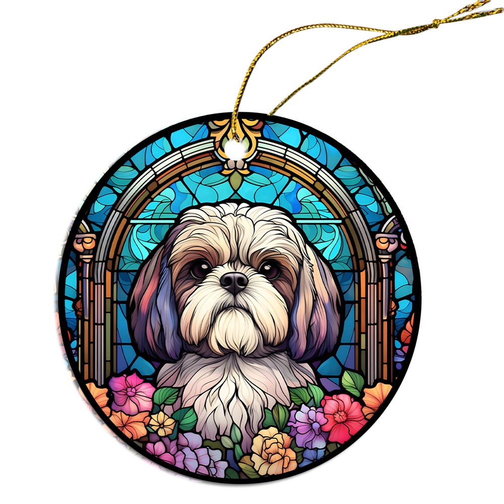 Dog Breed Christmas Ornament Stained Glass Style, 