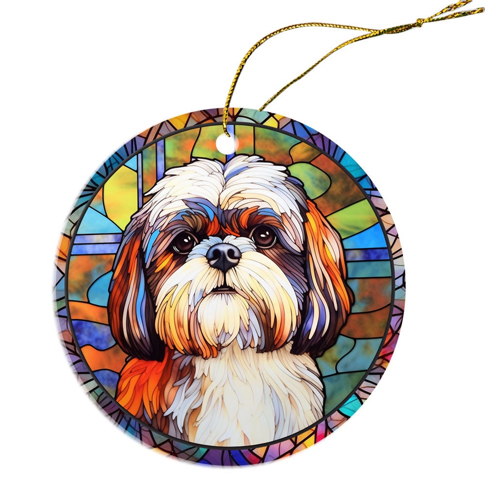 Dog Breed Christmas Ornament Stained Glass Style, 