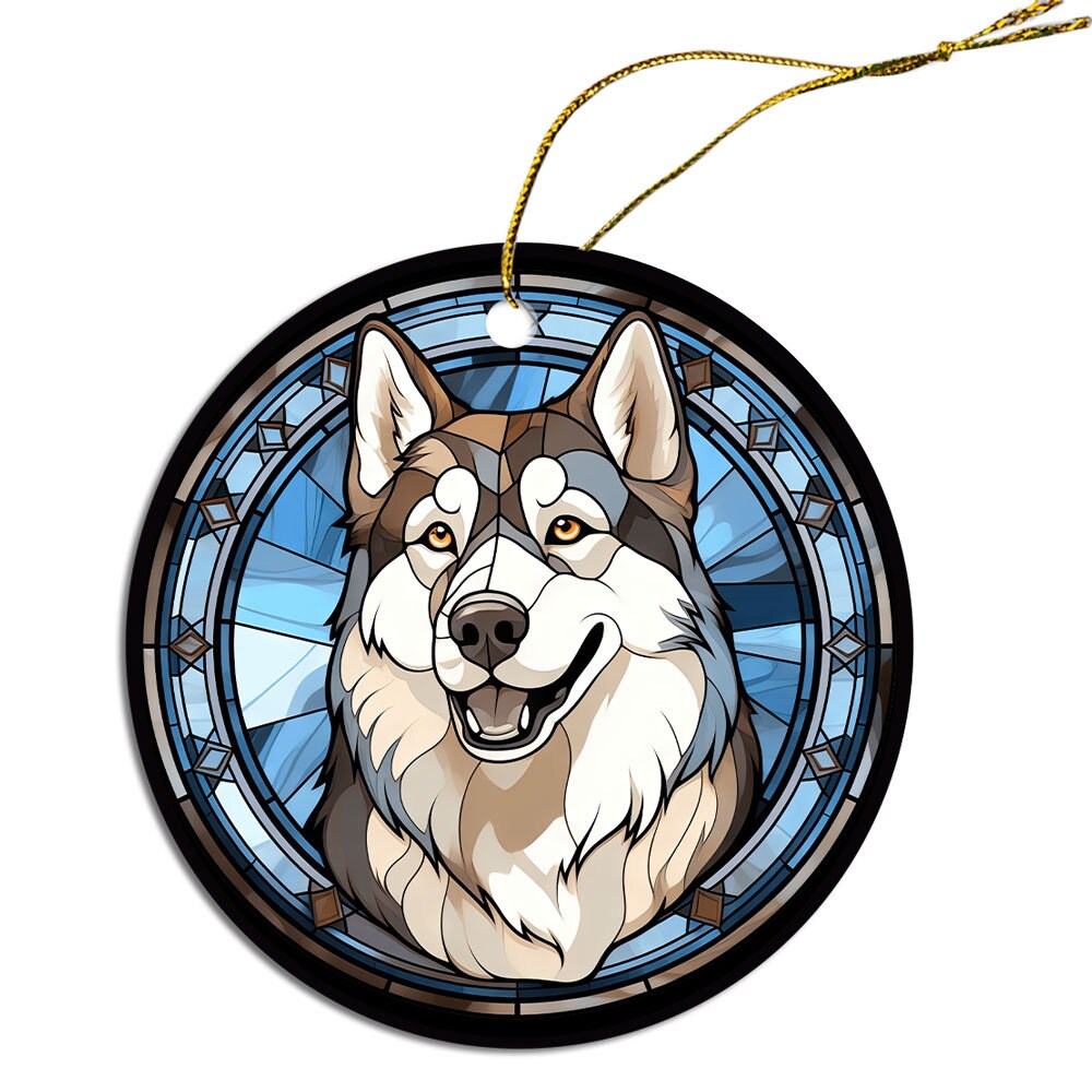 Dog Breed Christmas Ornament Stained Glass Style, 