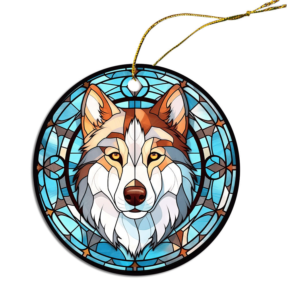 Dog Breed Christmas Ornament Stained Glass Style, 