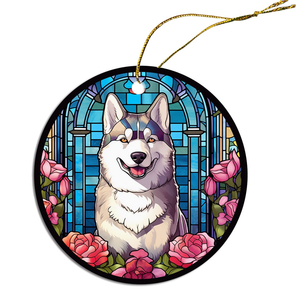 Dog Breed Christmas Ornament Stained Glass Style, 