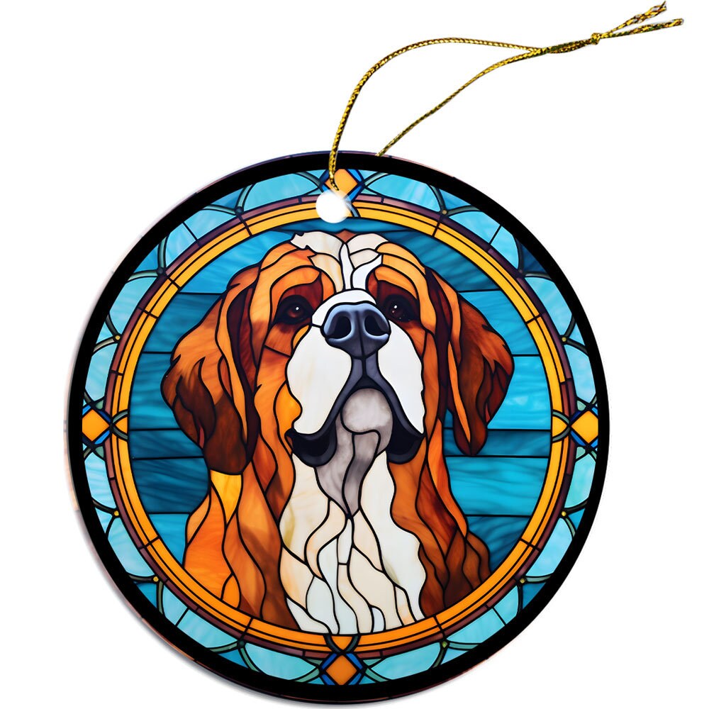 Dog Breed Christmas Ornament Stained Glass Style, 