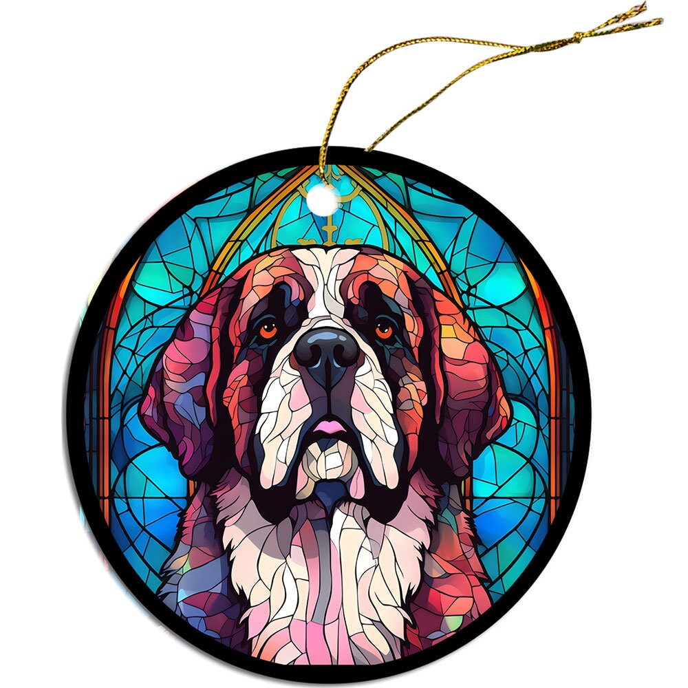 Dog Breed Christmas Ornament Stained Glass Style, 