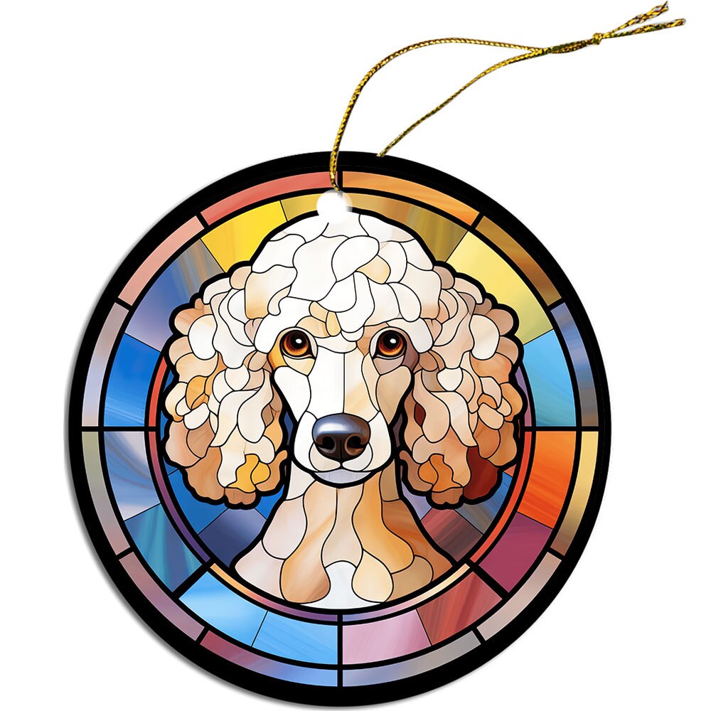 Dog Breed Christmas Ornament Stained Glass Style, 