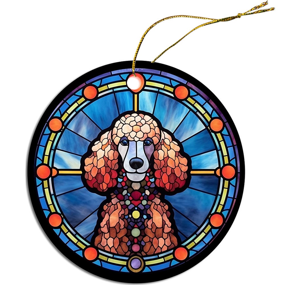 Dog Breed Christmas Ornament Stained Glass Style, 