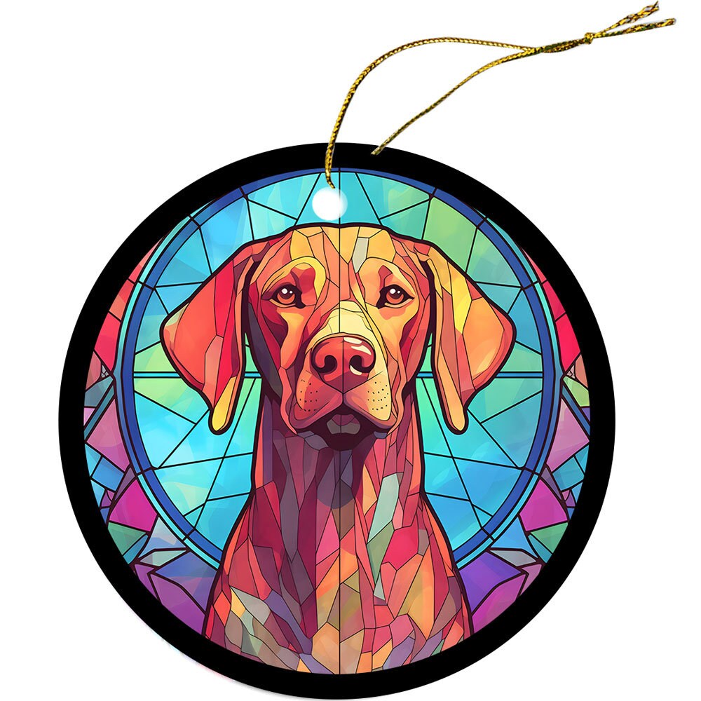 Dog Breed Christmas Ornament Stained Glass Style, 