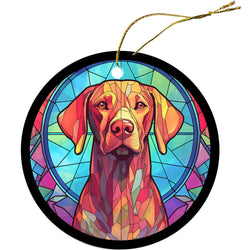 Dog Breed Christmas Ornament Stained Glass Style, "Vizsla"