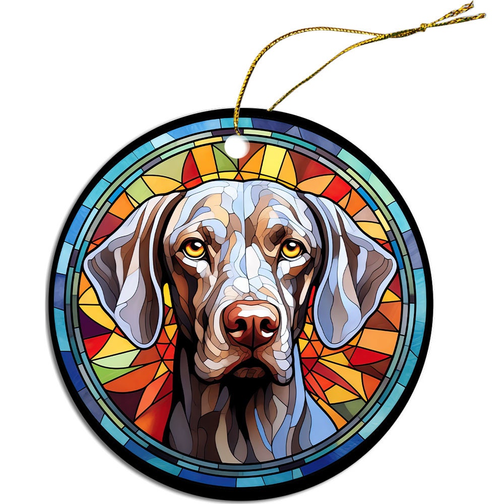 Dog Breed Christmas Ornament Stained Glass Style, 