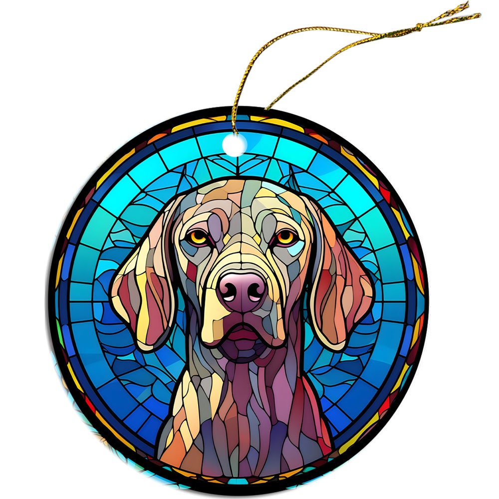 Dog Breed Christmas Ornament Stained Glass Style, 