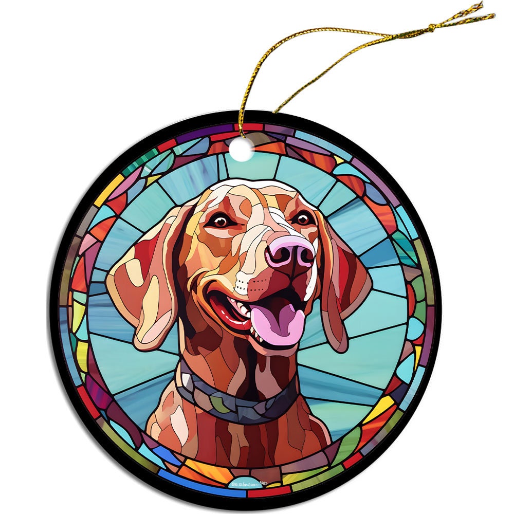 Dog Breed Christmas Ornament Stained Glass Style, 