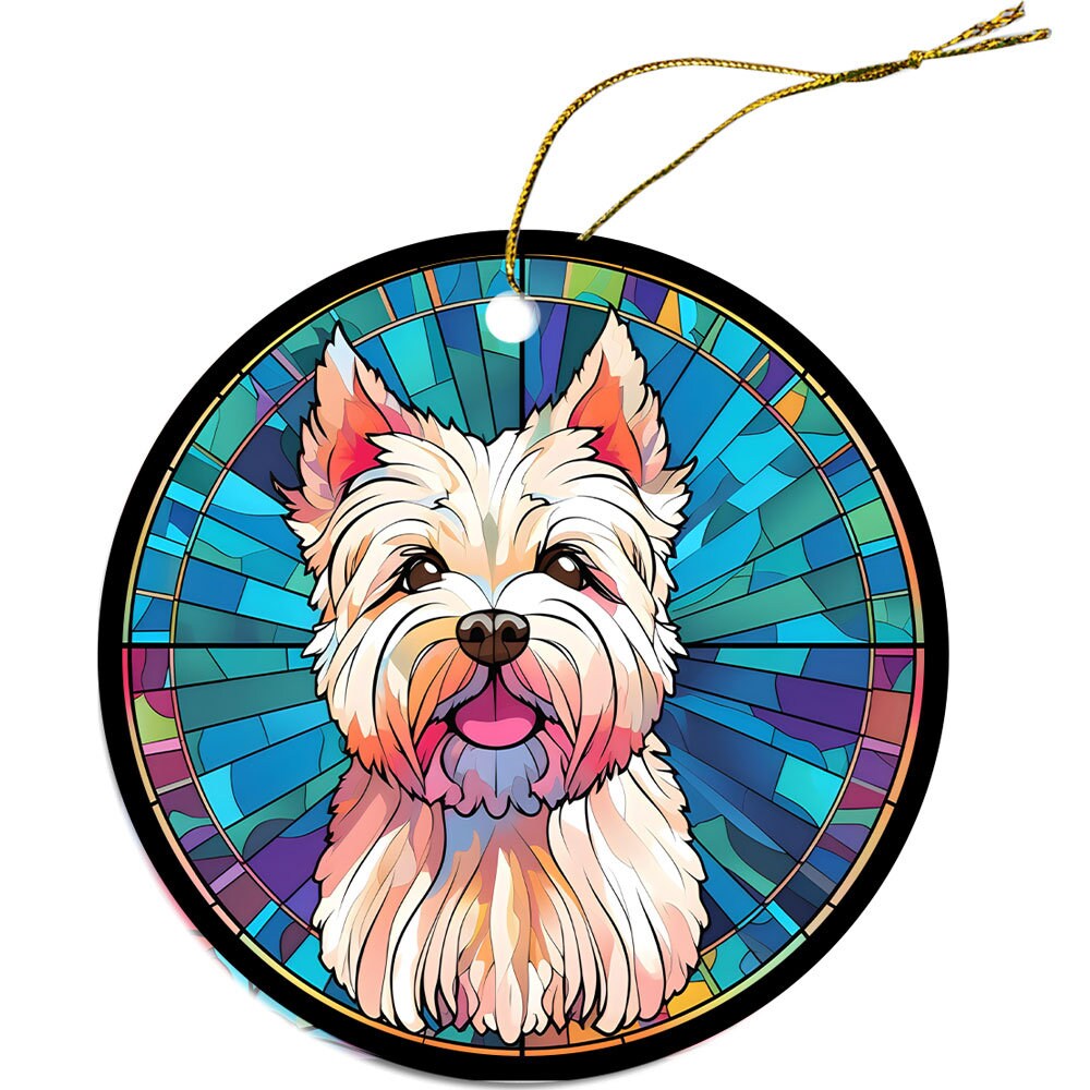 Dog Breed Christmas Ornament Stained Glass Style, 