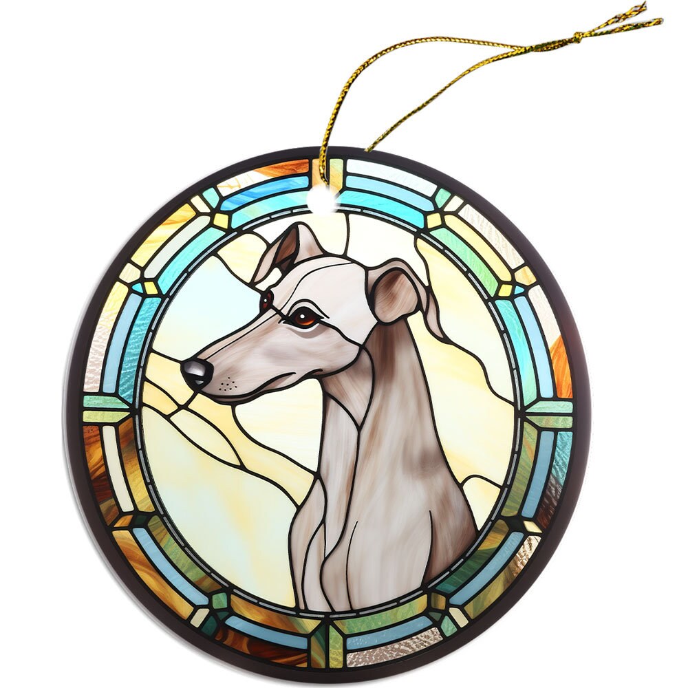 Dog Breed Christmas Ornament Stained Glass Style, 