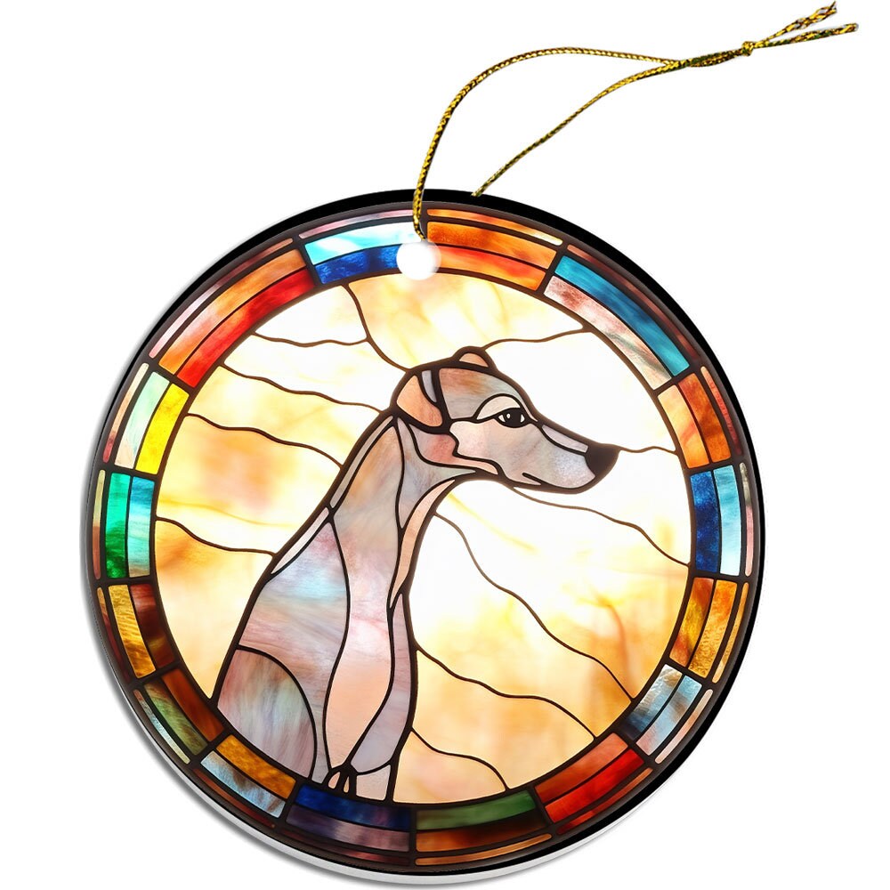 Dog Breed Christmas Ornament Stained Glass Style, 