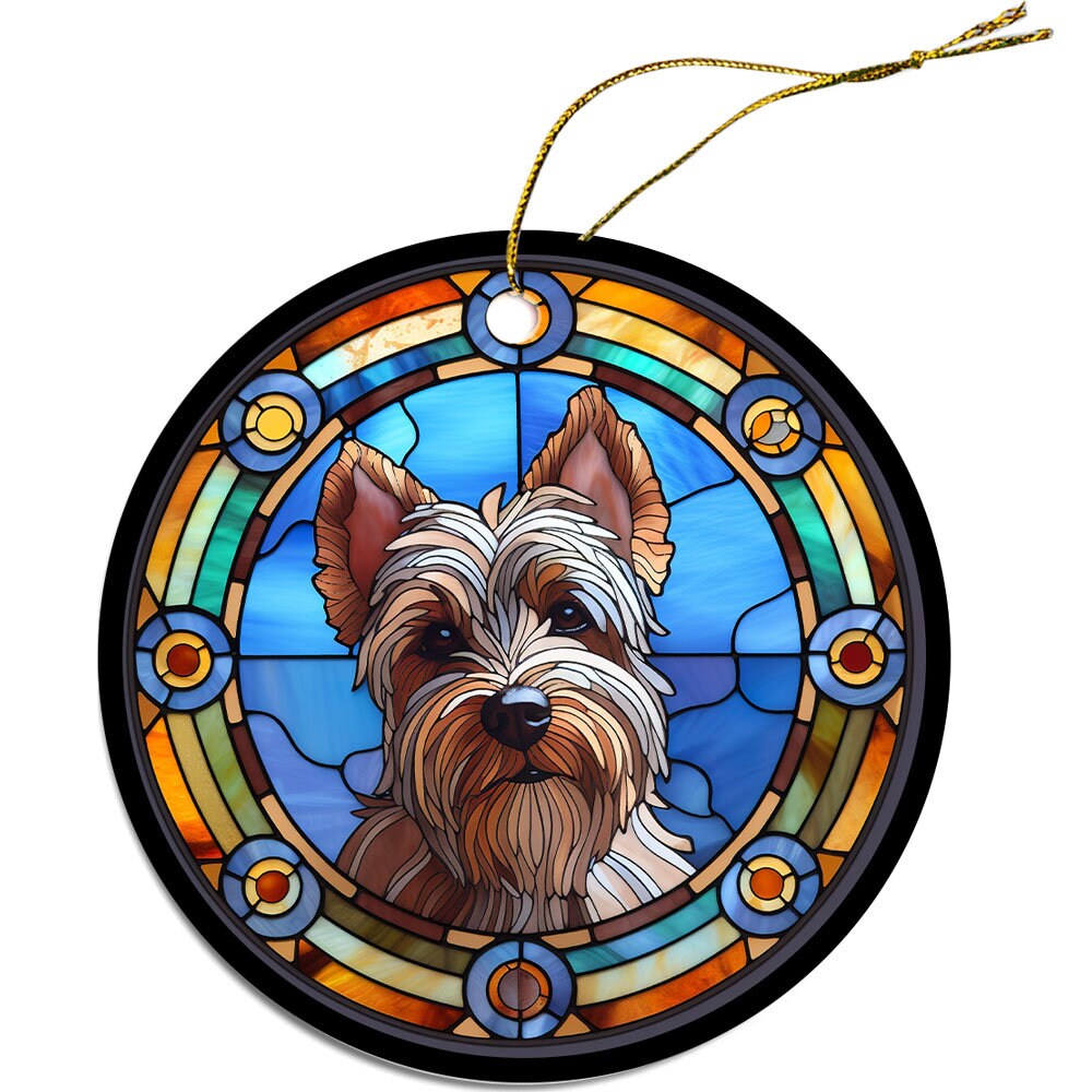 Dog Breed Christmas Ornament Stained Glass Style, 