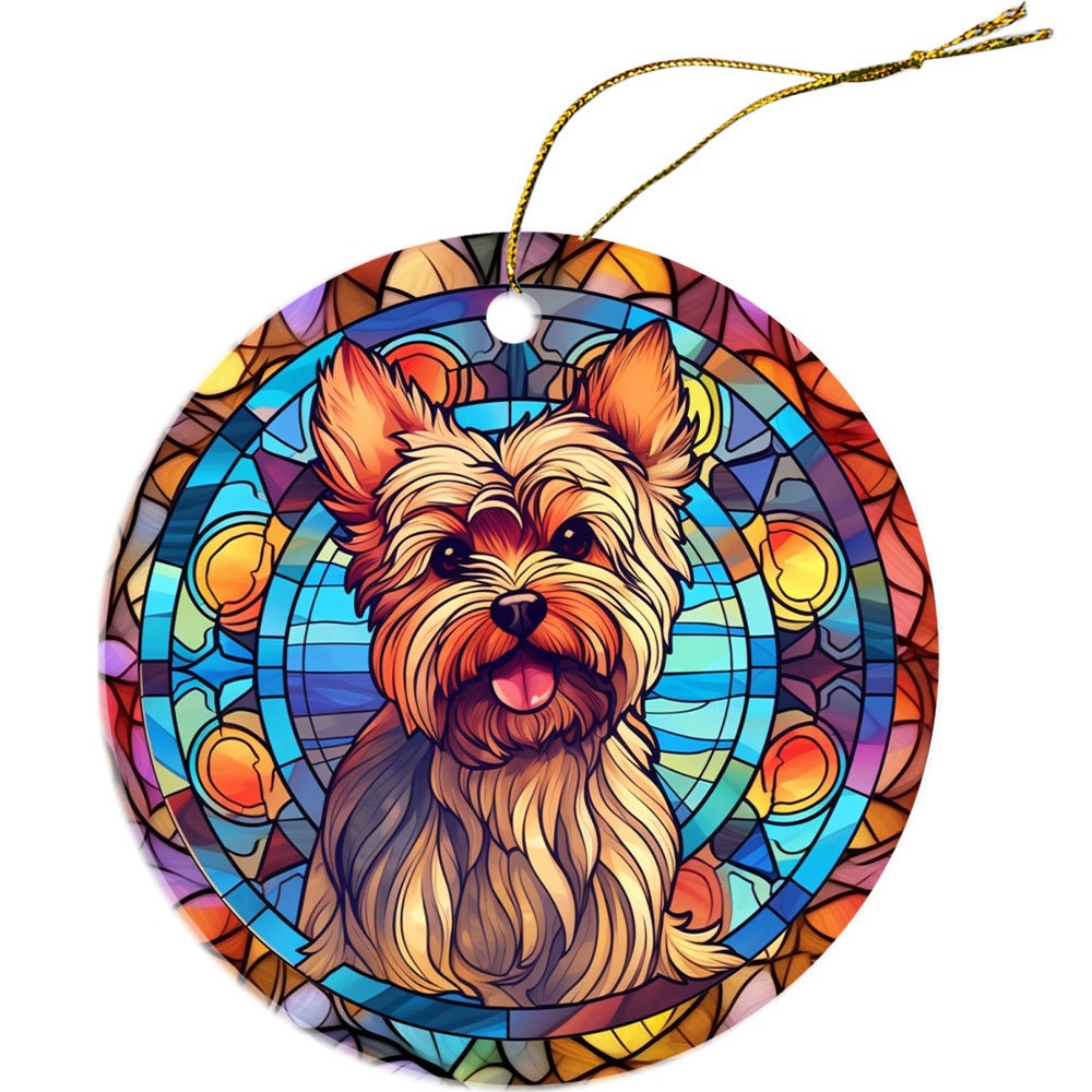 Dog Breed Christmas Ornament Stained Glass Style, 