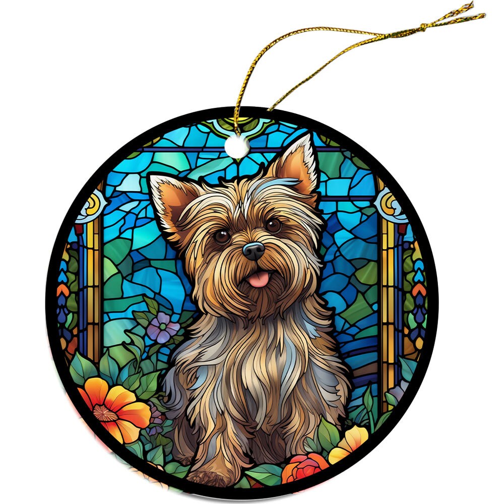 Dog Breed Christmas Ornament Stained Glass Style, 