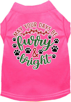 Christmas Dog Shirt for Pets 20-115 Pounds, "Furry & Bright"