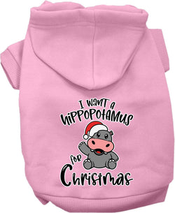 Christmas Dog Hoodie for Pets 20-115 Pounds, "I Want A Hippopotamus For Christmas"