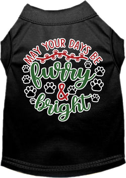 Christmas Dog Shirt for Pets 20-115 Pounds, "Furry & Bright"