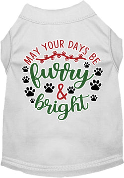 Christmas Dog Shirt for Pets 20-115 Pounds, "Furry & Bright"