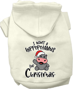 Christmas Dog Hoodie for Pets 20-115 Pounds, "I Want A Hippopotamus For Christmas"