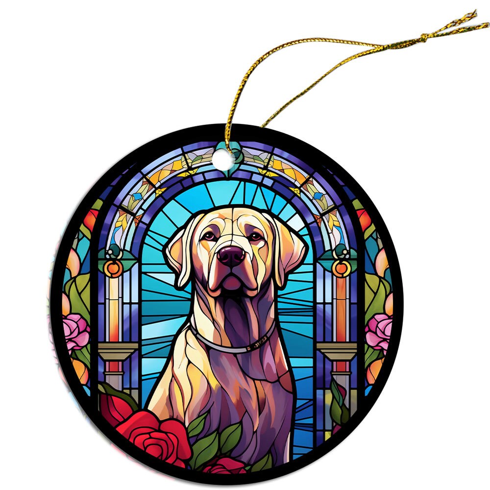 Dog Breed Christmas Ornament Stained Glass Style, 