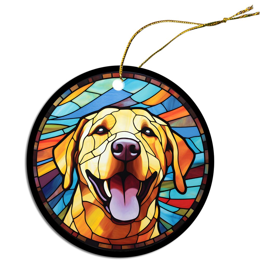 Dog Breed Christmas Ornament Stained Glass Style, 