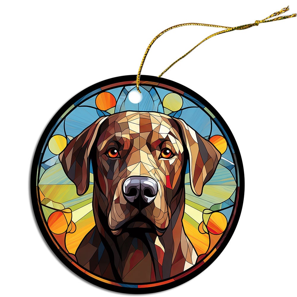 Dog Breed Christmas Ornament Stained Glass Style, 