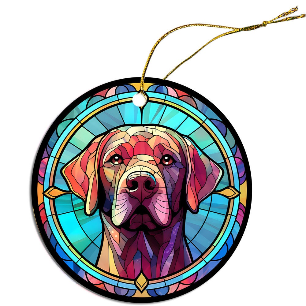 Dog Breed Christmas Ornament Stained Glass Style, 