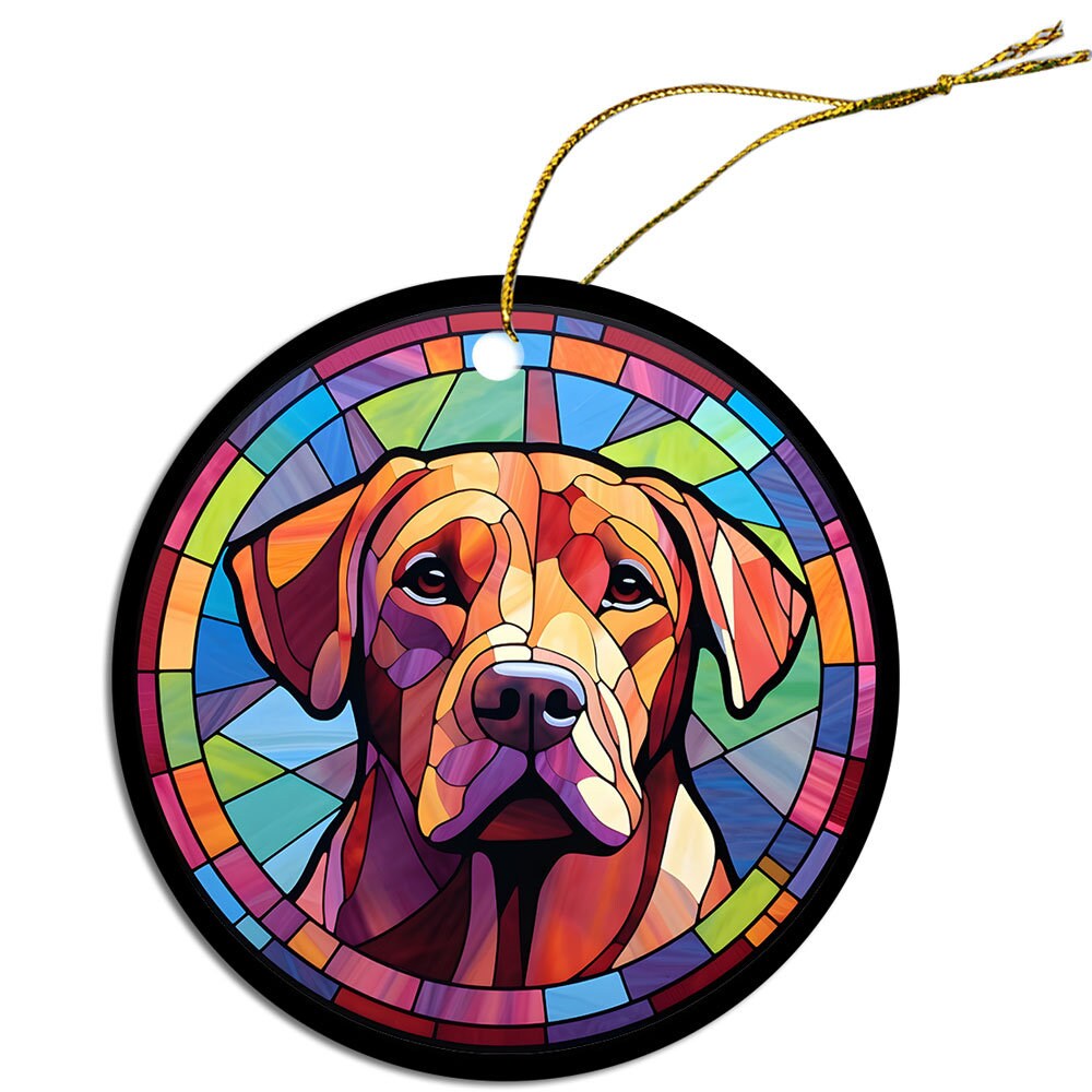 Dog Breed Christmas Ornament Stained Glass Style, 