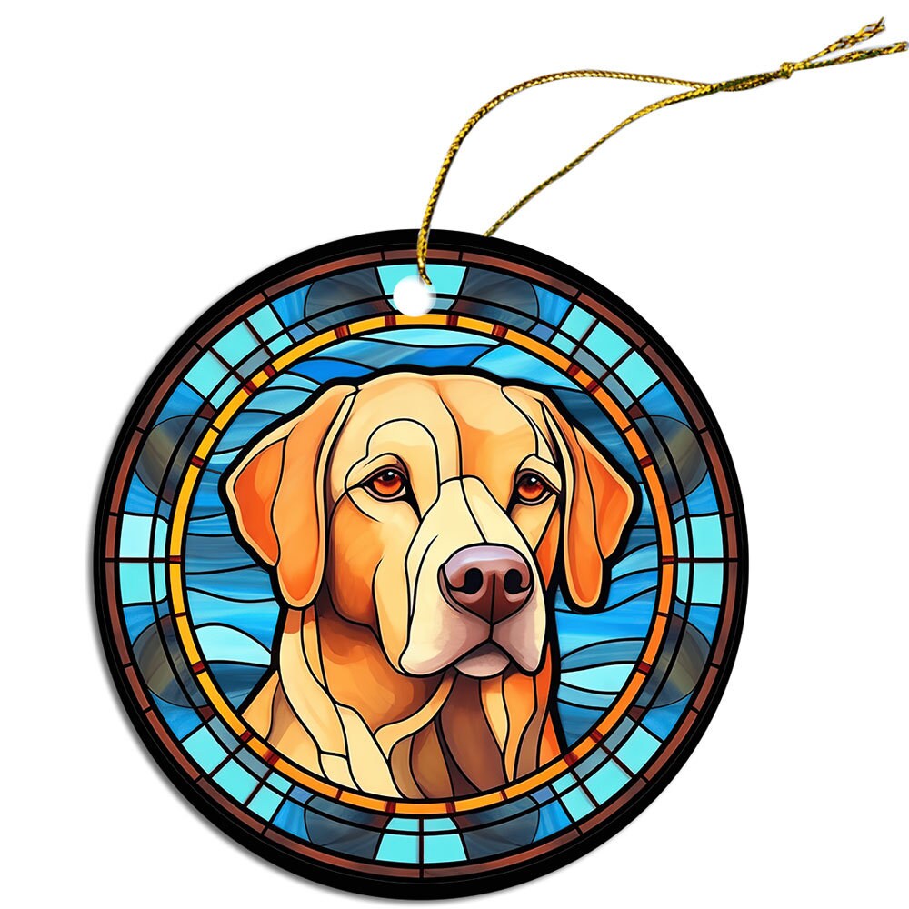 Dog Breed Christmas Ornament Stained Glass Style, 