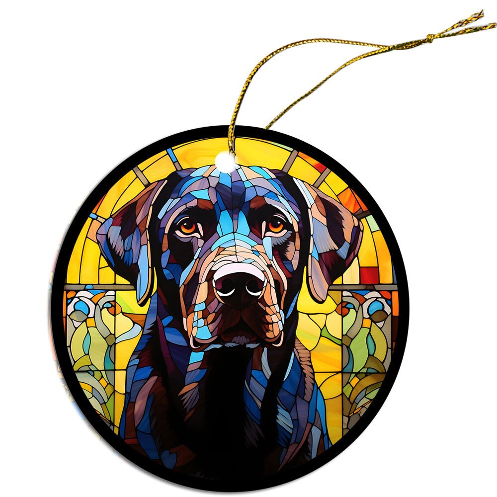 Dog Breed Christmas Ornament Stained Glass Style, 