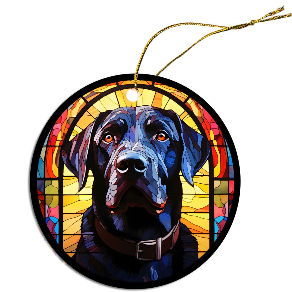 Dog Breed Christmas Ornament Stained Glass Style, 