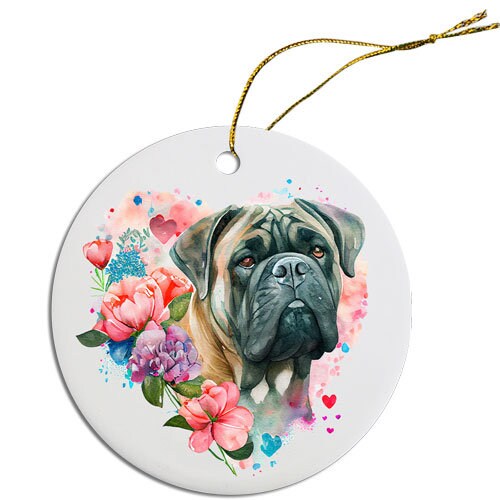 Dog Breed Specific Round Christmas Ornament, 