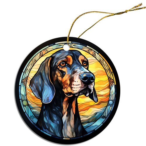 Dog Breed Christmas Ornament Stained Glass Style, 