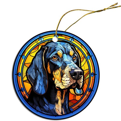 Dog Breed Christmas Ornament Stained Glass Style, 